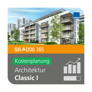 Produktabbildung von SIRADOS 365 Architektur Classic I inkl. Kostenplanung: Online-Version für Architekten, dargestellt mit einem modernen Mehrfamilienhaus.