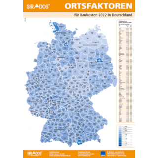 SIRADOS Ortsfaktoren für Baukosten 2021 in Deutschland