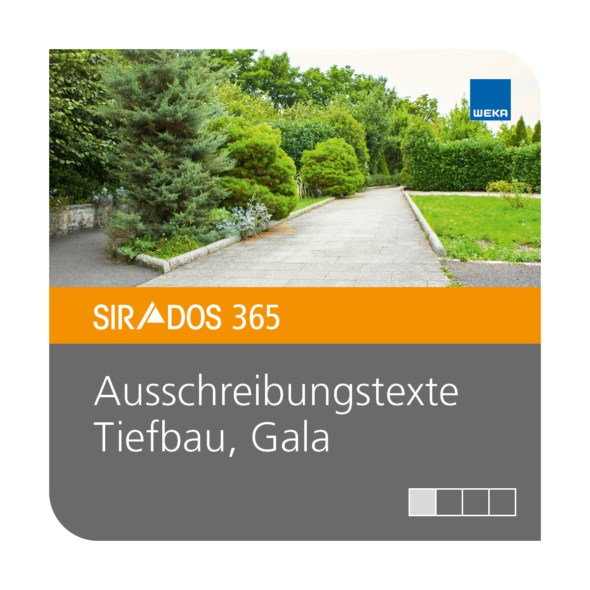 Produktabbildung von SIRADOS 365 Ausschreibungstexte Tiefbau/GaLa: Online-Version für Architekten, dargestellt mit einem Park und Text mit dem Produktnamen
