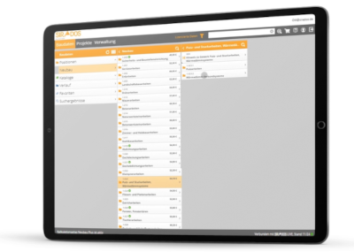 SIRADOS Live Ansicht auf dem Tablet SIRADOS Live Ansicht auf dem Tablet